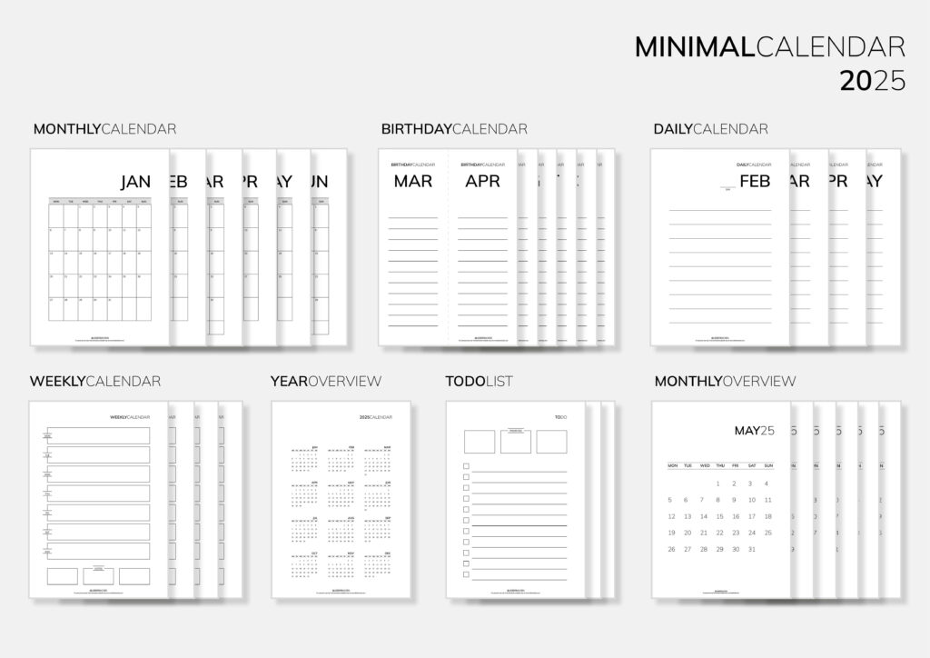 Minimal Calendar 2025 (Free Printables) | Minimalistischer Kalender 2025 - Gratis Download - by LieberBacken